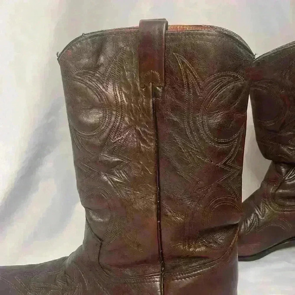 Vintage Texas Mens Western Leather Boots Size 9EE - Picture 4 of 10